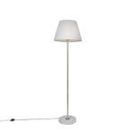Retro vloerlamp messing met Plisse kap crème 45 cm - Kaso, Nieuw, Overige materialen, Retro, 150 tot 200 cm