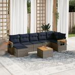 vidaXL 8-delige Loungeset met kussens poly rattan grijs, Verzenden, Nieuw, Rotan, Loungeset