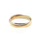 Tricolor gouden trinity ring (witgoud, roségoud), Sieraden, Tassen en Uiterlijk, Ringen, Gebruikt, Overige kleuren, Ophalen of Verzenden