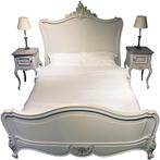 Stel van 2 wit gelakte nachtkastjes met ledikant Frankrijk c, Ophalen of Verzenden