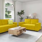 vidaXL 3-delige Loungeset met kussens fluweel geel, Verzenden, Nieuw, Vierpersoons of meer