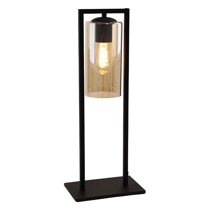 Industriële tafellamp zwart, Tonia, met schakelaar, Huis en Inrichting, Lampen | Tafellampen, Nieuw, Glas, Minder dan 50 cm, Ophalen of Verzenden