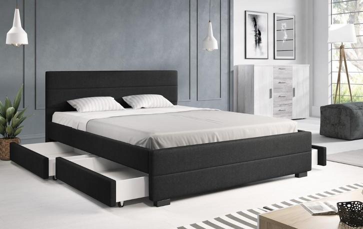 Tweepersoonsbed 140/160 of 180x200 | Zwart / Grijs 2persoons, Huis en Inrichting, Slaapkamer | Bedden, 160 cm, 210 cm, Zwart, Tweepersoons