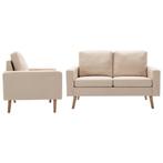 vidaXL 2-delig Bankstel stof crème, Verzenden, Nieuw, Minder dan 150 cm, Stof