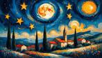 LuisonArt - Notte stellata su un borgo toscano - XXL, Antiek en Kunst