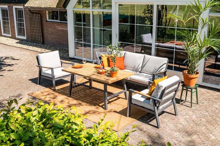 GI Elati lounge-dining set (4-delig) - Carbon Black/Zand, Tuin en Terras, Tuinsets en Loungesets, Loungeset, Nieuw, Overige materialen