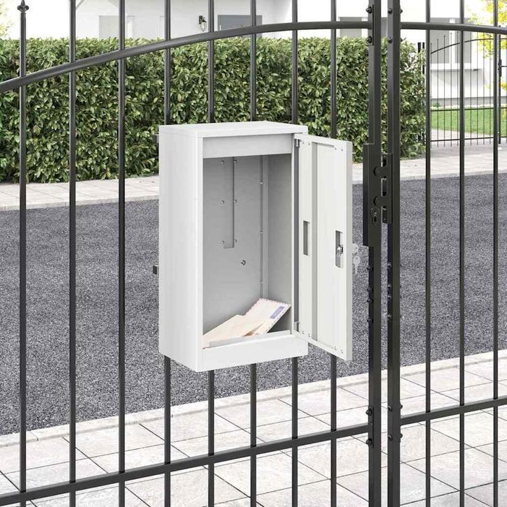 vidaXL Brievenbus Wit 30 x 23 x 55 cm Staal, Tuin en Terras, Brievenbussen, Nieuw, Verzenden
