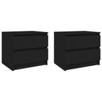vidaXL Nachtkastjes 2 st 50x39x43,5 cm bewerkt hout zwart, Minder dan 45 cm, Verzenden, Nieuw, Minder dan 55 cm