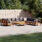 vidaXL 9-delige Loungeset met kussens massief acaciahout, Verzenden, Nieuw, Hout, Loungeset