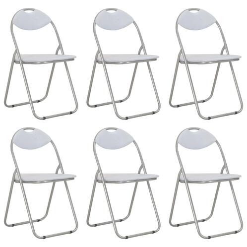 vidaXL Eetkamerstoelen inklapbaar 6 st kunstleer wit, Huis en Inrichting, Stoelen, Wit, Nieuw, Verzenden