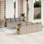 vidaXL 9-delige Loungeset met kussens poly rattan beige, Tuin en Terras, Tuinsets en Loungesets, Verzenden, Nieuw, Rotan, Loungeset