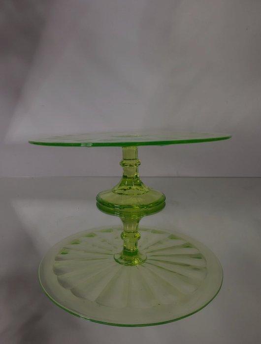 Taartschaal - uraniumglas - Uranium Art Deco 1920, Antiek en Kunst, Antiek | Glas en Kristal