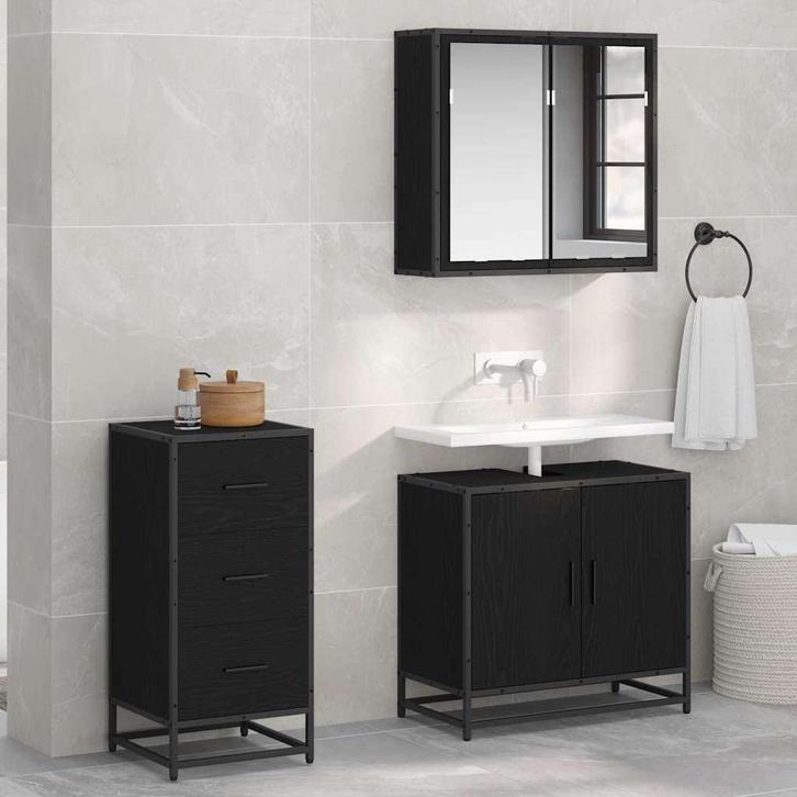 vidaXL Dressoir met lade Zwart eiken 35.5 x 35 x 76 cm, Huis en Inrichting, Kasten | Dressoirs, Nieuw, Minder dan 50 cm, Overige houtsoorten