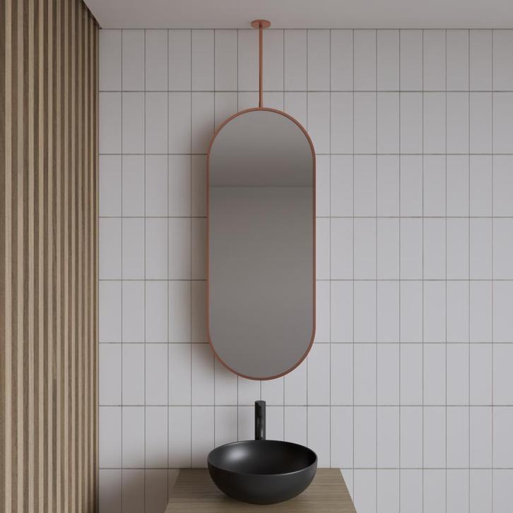 Spiegel Gliss Halo 90x40 Cm Koper Met Plafondbevestiging, Doe-het-zelf en Verbouw, Sanitair, Bad, Nieuw, Ophalen of Verzenden