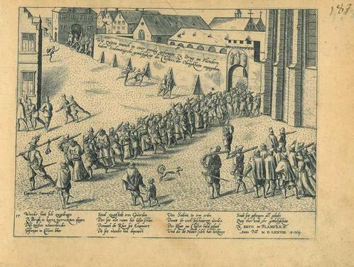 Historische prent van Bruges, Antiek en Kunst, Kunst | Etsen en Gravures