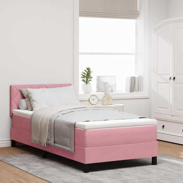 vidaXL Boxspring bed met matras Roze 100 x 200 cm Fluweel beschikbaar voor biedingen