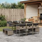 vidaXL 11-delige Tuinset met kussens poly rattan grijs, Meer dan 8 zitplaatsen, Nieuw, Tuinset, Verzenden