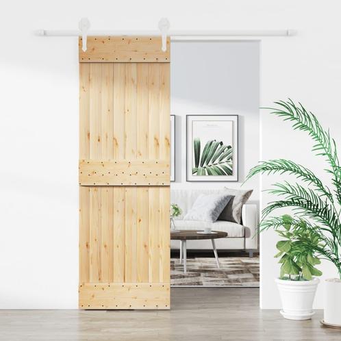 vidaXL Schuifdeur met beslag 70x210 cm massief grenenhout, Doe-het-zelf en Verbouw, Deuren en Horren, Nieuw, Verzenden