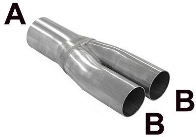 Y buis A= 63,5 mm, B= 63,5 mm Universeel RVS T-X-Y buizen, Auto-onderdelen, Uitlaatsystemen, Nieuw, Verzenden