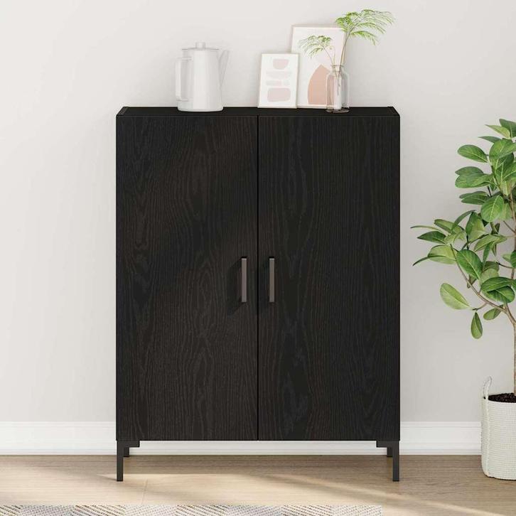 vidaXL Sidetable Zwart Eiken 69.5 x 34 x 90 cm Bewerkt hout, Huis en Inrichting, Kasten | Buffetkasten, Nieuw, Minder dan 50 cm
