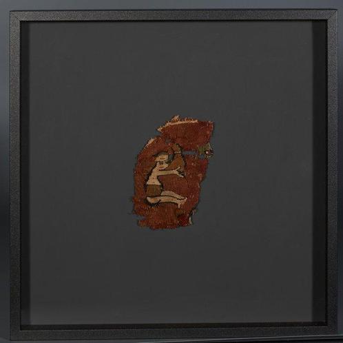 Oud Egypte, Koptisch Linnen Textielfragment. Ingelijst., Verzamelen, Mineralen en Fossielen