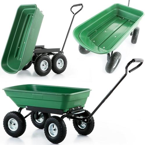 Tuinkar - kruiwagen - tot 350 kg - met kiepfunctie - groen, Caravans en Kamperen, Caravan accessoires, Nieuw, Ophalen of Verzenden