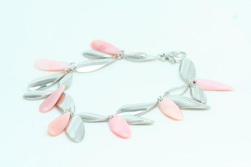 Other brand - Armband - Quarzi rosa - 18 karaat Witgoud, Sieraden, Tassen en Uiterlijk, Armbanden