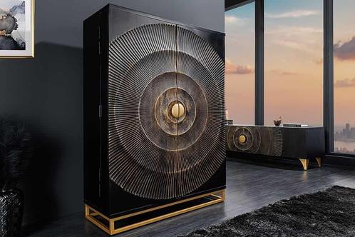 Handgemaakte barkast GOLDEN SUNSET 140cm zwart goud massief, Huis en Inrichting, Kasten | Overige, Ophalen of Verzenden