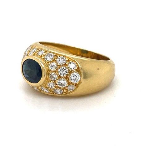 Ring - 18 karaat Geel goud Saffier - Diamant, Sieraden, Tassen en Uiterlijk, Ringen
