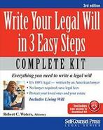 Write Your Legal Will in 3 Easy Steps (Self-Counsel, Robert C Waters, Zo goed als nieuw, Verzenden