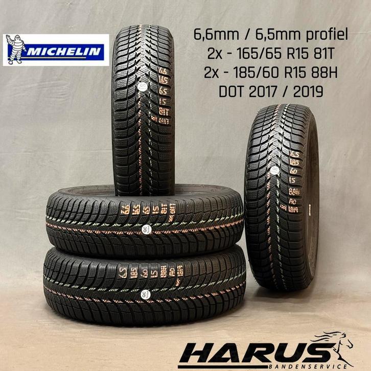 165/65/15 185/60/15 Michelin winterbanden 6,6/6,5mm 4x, Auto-onderdelen, Banden en Velgen, 15 inch, Erkend duurzaam, Winterbanden