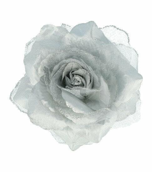 Haarbloem Duckklem Elastiek Broche Roos Bloem 10cm Glitte..., Sieraden, Tassen en Uiterlijk, Uiterlijk | Haarverzorging, Verzenden