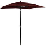 vidaXL Parasol 3-laags met aluminium paal 2x2 m bordeauxrood, Tuin en Terras, Parasols, Verzenden, Nieuw