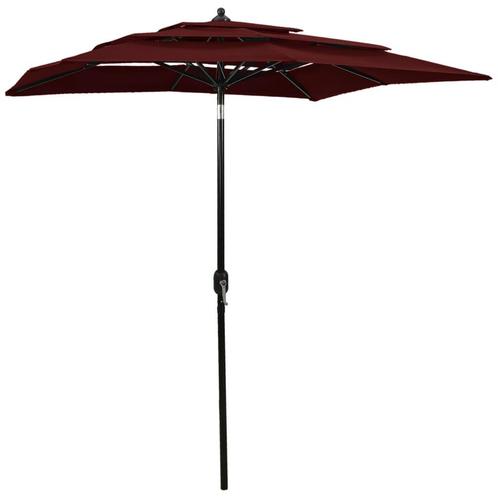 vidaXL Parasol 3-laags met aluminium paal 2x2 m bordeauxrood, Tuin en Terras, Parasols, Nieuw, Verzenden