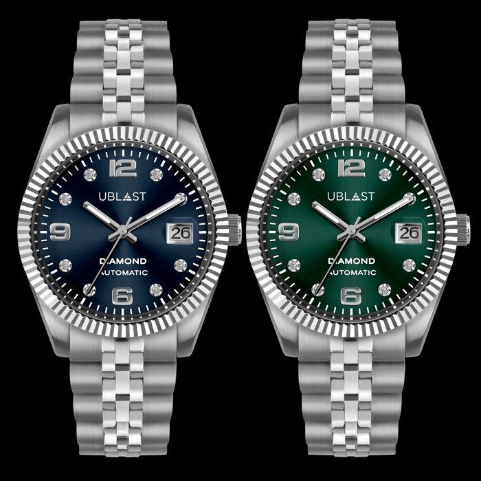 Ublast - Century Diamond - Set Man & Woman - UBDCE40BU+GN -, Sieraden, Tassen en Uiterlijk, Horloges | Heren