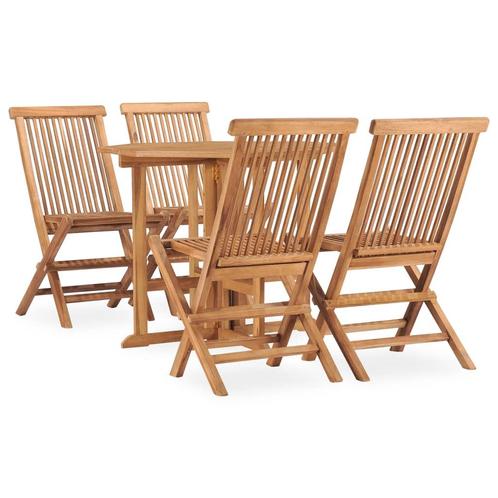 vidaXL 5-delige Tuinset inklapbaar massief teakhout, Tuin en Terras, Tuinsets en Loungesets, Tuinset, Nieuw, 4 zitplaatsen, Teakhout
