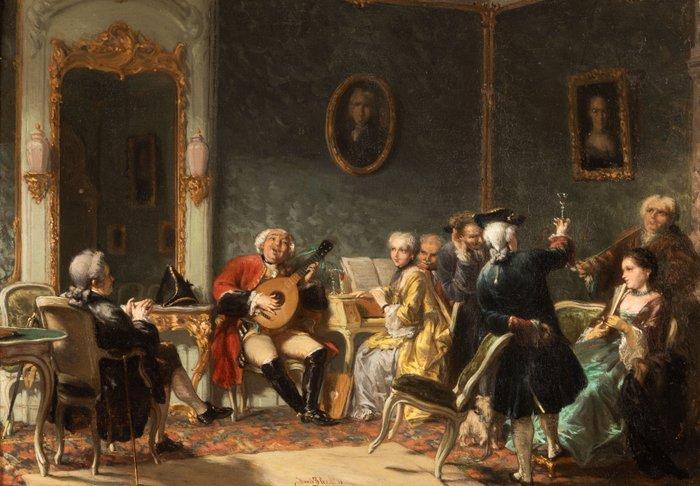 David Bles (1821-1899) - Le Monde Où Lon Samuse, Antiek en Kunst, Kunst | Schilderijen | Klassiek