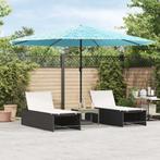 vidaXL Parasol met stalen paal 388x388x248 cm blauw, Verzenden, Nieuw, 3 tot 4 meter