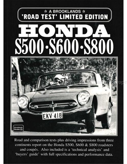 HONDA S 500, S 600, S 800 (BROOKLANDS ROAD TEST), Boeken, Auto's | Boeken, Honda
