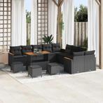 vidaXL Tuin Sofa Set met kussen met opslag Zwart Poly riet, Verzenden, Nieuw, Rotan