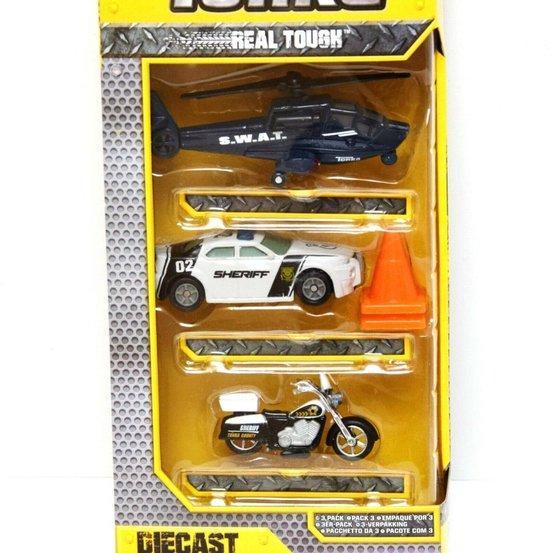 Tonka Die Cast metalen politieauto, helikopter en motor, Kinderen en Baby's, Speelgoed | Overig, Verzenden
