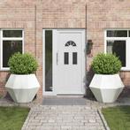 vidaXL Plantenbak 2 pcs Wit 100 x 100 x 80 cm Staal, Tuin en Terras, Bloembakken en Plantenbakken, 100 cm of meer, Verzenden, Nieuw