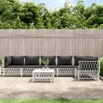 vidaXL 7-delige Loungeset met kussens staal wit, Tuin en Terras, Tuinsets en Loungesets, Verzenden, Nieuw, Rvs, Loungeset