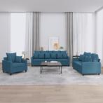 vidaXL 3-delige Loungeset met kussens fluweel blauw, Verzenden, 150 tot 200 cm, Nieuw, Stof