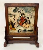 Paneel - Hout, Marmer - Chinese wooden board with a marble -