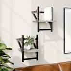 vidaXL Wandschappen met stangen 2 st 20x25x30 cm grijs, Verzenden, Nieuw
