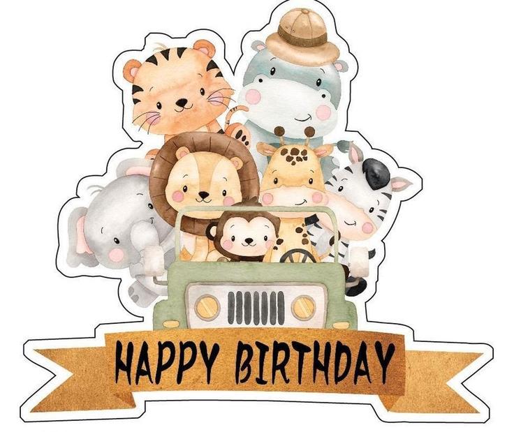 Taart topper Jungle Safari Thema, Hobby en Vrije tijd, Taarten en Cupcakes maken, Taarten, Versiering, Nieuw, Verzenden