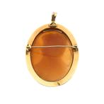 Gouden hanger/broche met camee | Vintage (schelp) (schelp), Ophalen of Verzenden, Gebruikt, Goud, Overige merken