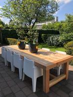 Zeer robuuste tuintafel met lijst 9x9cm en poten 14x14cm, Tuin en Terras, Nieuw, Rechthoekig, Hout