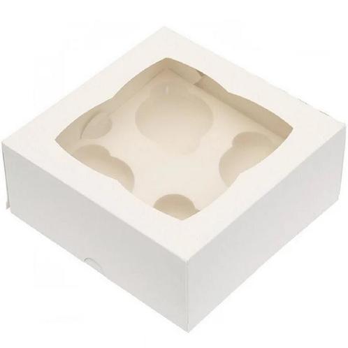 Cupcake Doosje 4 Wit (incl. tray met venster) 25st., Hobby en Vrije tijd, Taarten en Cupcakes maken, Nieuw, Verzenden